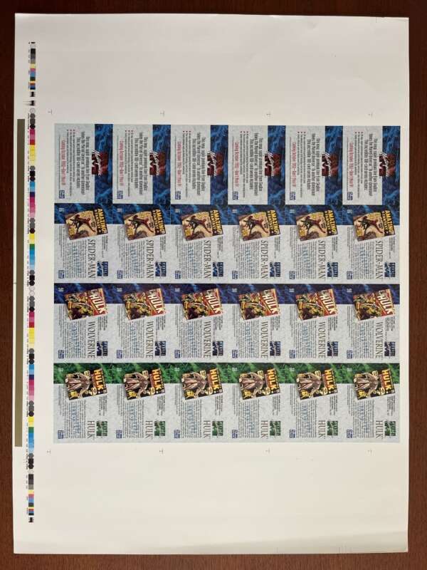 Marvel Masterpieces Trading Card Uncut Sheet, Skybox/Marvel 1992 - Image 2