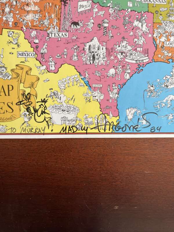 MAD Superspecial #37, “A MAD pictorial map of the United States” signed by Sergio Aragones with caricature. 2-sided print. - Image 2