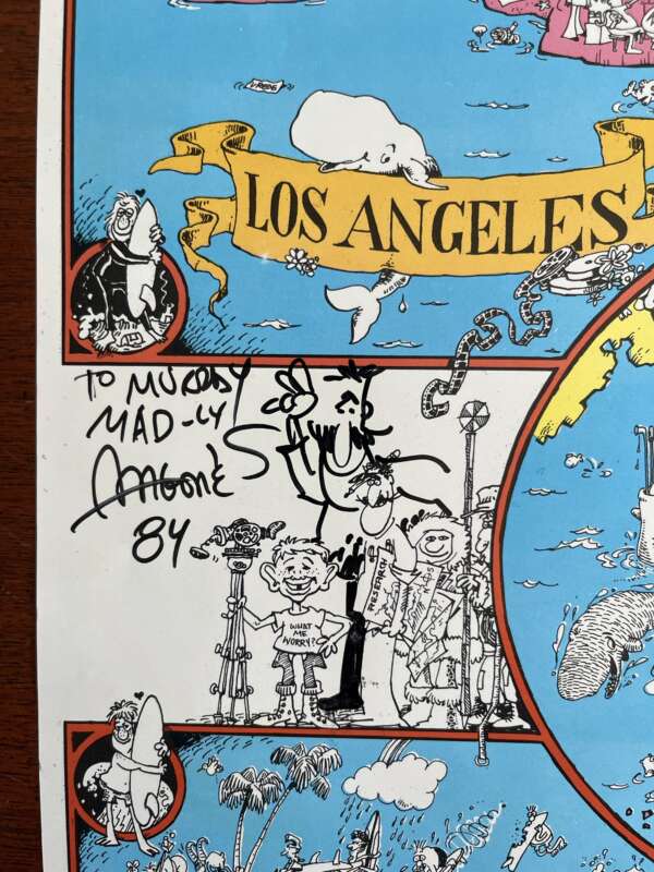 MAD Superspecial #37, “A MAD pictorial map of the United States” signed by Sergio Aragones with caricature. 2-sided print. - Image 4